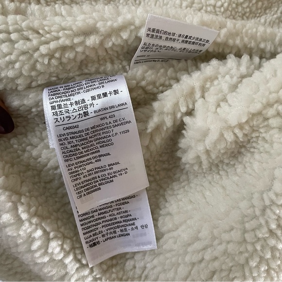 Levi’s Women’s Ex-Boyfriend Light Blue Corduroy Sherpa Trucker Jacket Size L - Picture 5 of 8